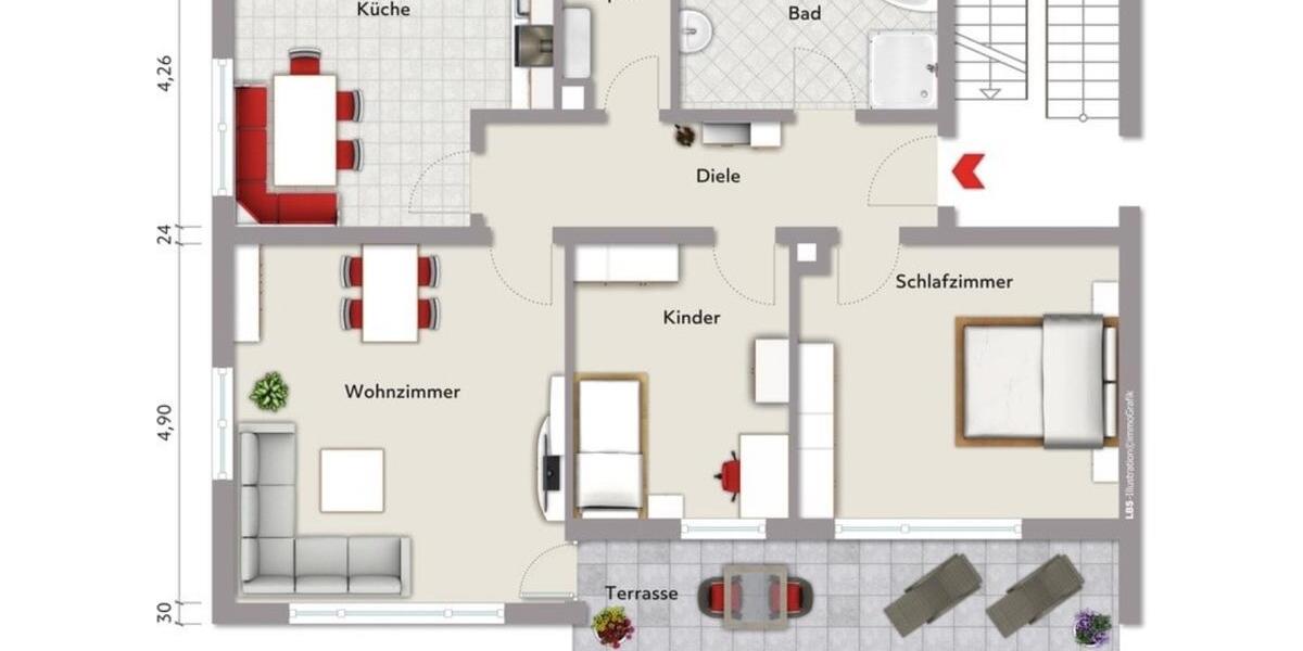 Erdgeschoßwohnung Markt Erlbach - 4 Zimmer, 82 m&sup2;, 875&euro; | Angebot:27612323